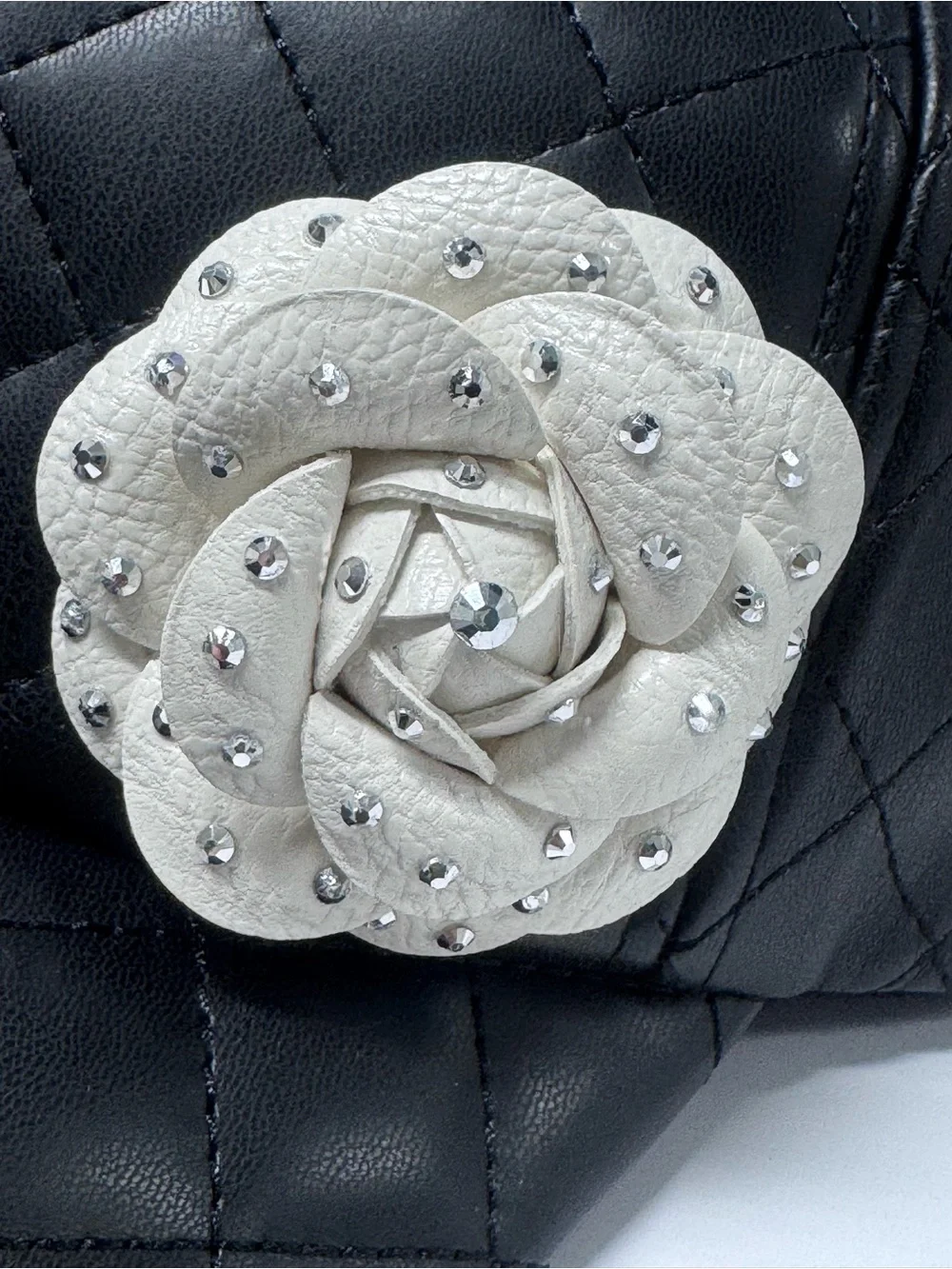 🌺OOAK CUSTOM VL/LEATHER CAMELLIA CRYSTAL HAT